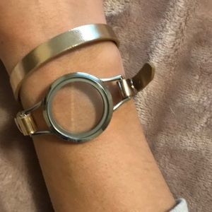 Rose Gold Wrap Around Double Band Bracelet with Locket